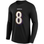 Baltimore Ravens Alternate Name & Number Long Sleeve T-Shirt - Lamar Jackson - Mens