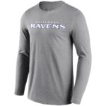 Baltimore Ravens Neutral Colour Wordmark Long Sleeve T-Shirt - Mens