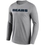 Chicago Bears Neutral Colour Wordmark Long Sleeve T-Shirt - Mens