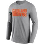 Cleveland Browns Neutral Colour Wordmark Long Sleeve T-Shirt - Mens