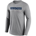 Dallas Cowboys Neutral Colour Wordmark Long Sleeve T-Shirt - Mens