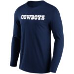Dallas Cowboys Primary Colour Wordmark Long Sleeve T-Shirt - Mens
