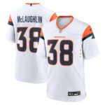 Denver Broncos Nike Road Game Jersey - White - Jaleel McLaughlin - Mens
