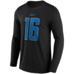 Detroit Lions Alternate Name & Number Long Sleeve T-Shirt - Jared Goff - Mens