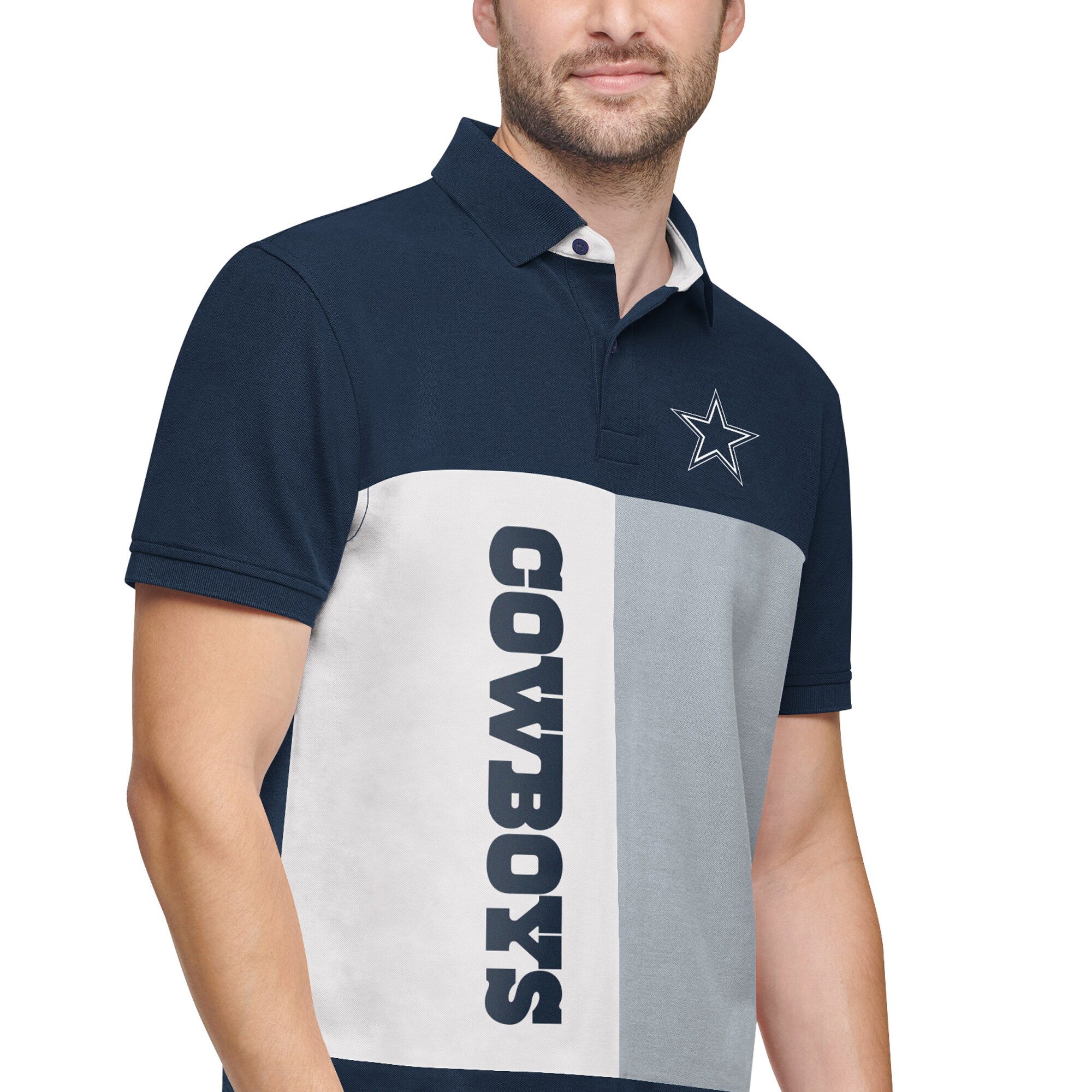 Men's Tommy Hilfiger Navy/Gray Dallas Cowboys Color Block Polo - Image 2