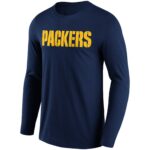 Green Bay Packers Alternate Colour Wordmark Long Sleeve T-Shirt - Mens