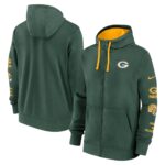 Green Bay Packers Nike Cotton Full-Zip Fleece Hoodie - Mens