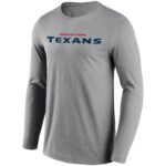 Houston Texans Neutral Colour Wordmark Long Sleeve T-Shirt - Mens