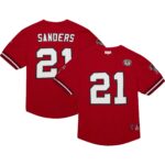 Men's Mitchell & Ness Deion Sanders Red Atlanta Falcons Retired Player Name & Number Mesh Top
