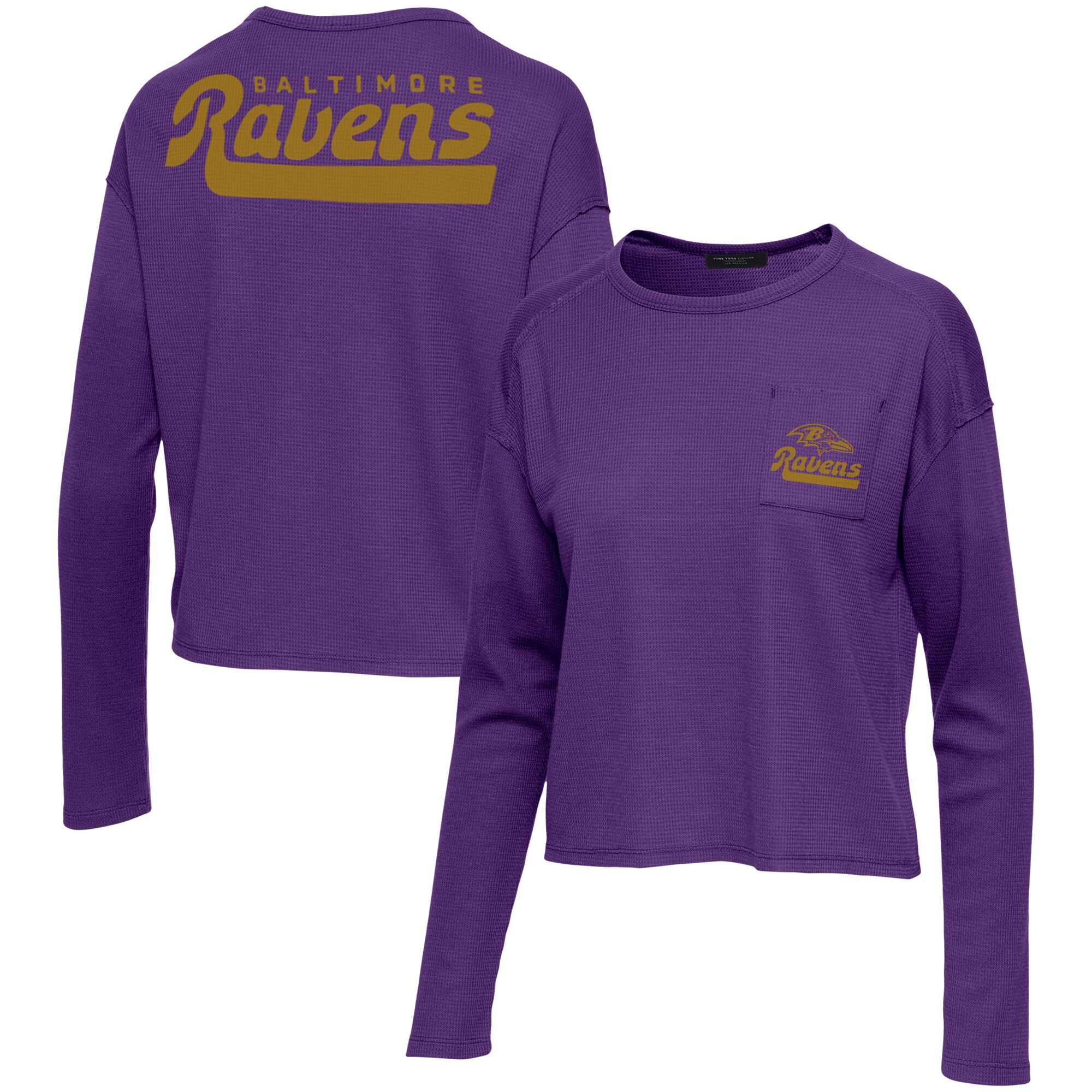 womens-junk-food-purple-baltimore-ravens-pocket-thermal-long-sleeve-t-shirt_pi4306000_altimages_ff_4306400-599df49287509ba5c98aalt1_full.jpg Women's Junk Food Purple Baltimore Ravens Pocket Thermal Long Sleeve T-Shirt - Image 1