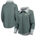 Women's Tommy Bahama Heathered Green Green Bay Packers Sport Sun Fade Full-Zip Sweatshirt